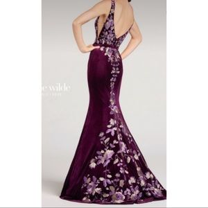 Ellie Wilde Purple, Velvet, Embroidered Dress